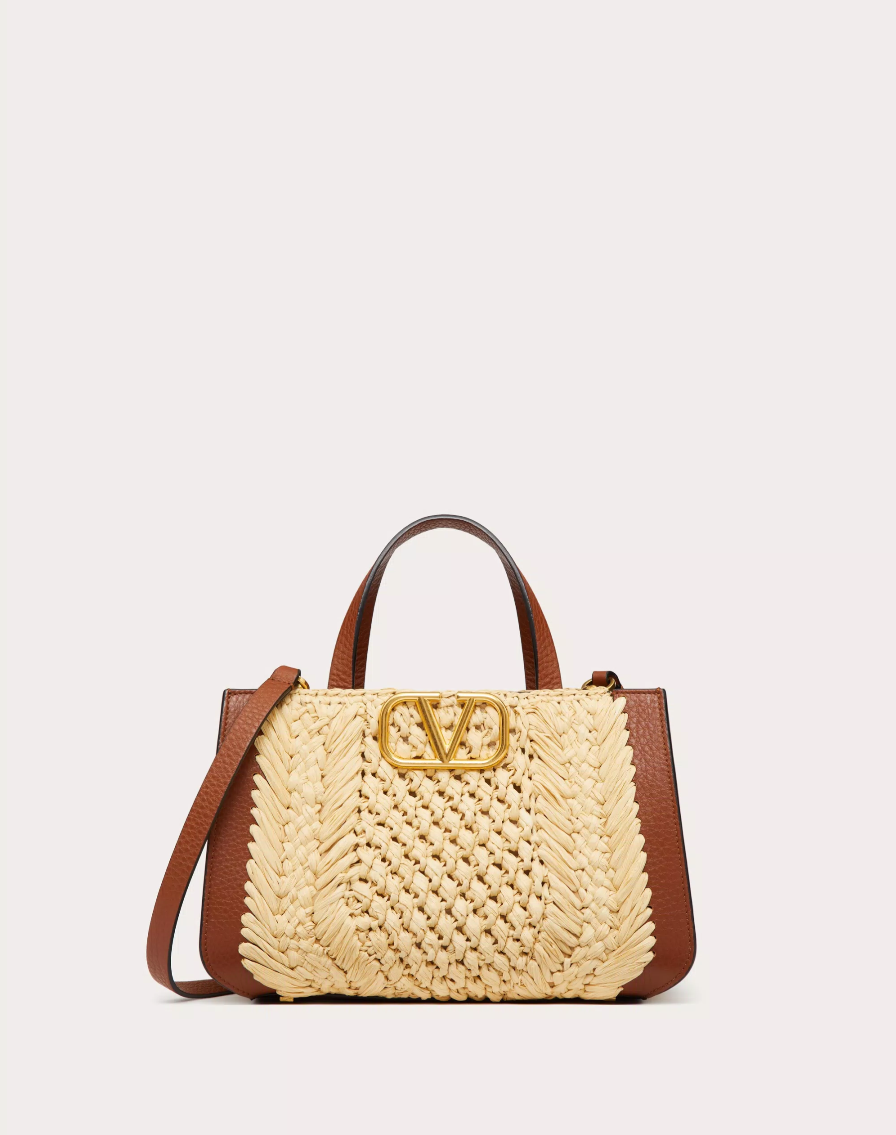VLOGO SIGNATURE RAFFIA SMALL HANDBAG